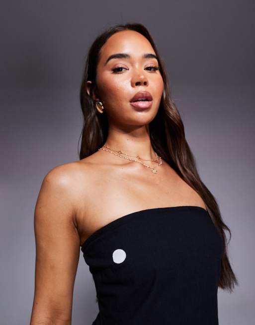 River Island printed polka dot bandeau top in black 