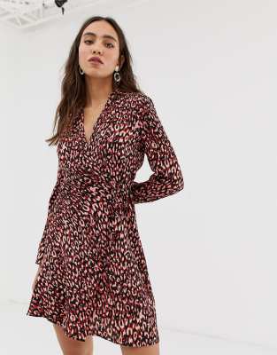 river island red print dress