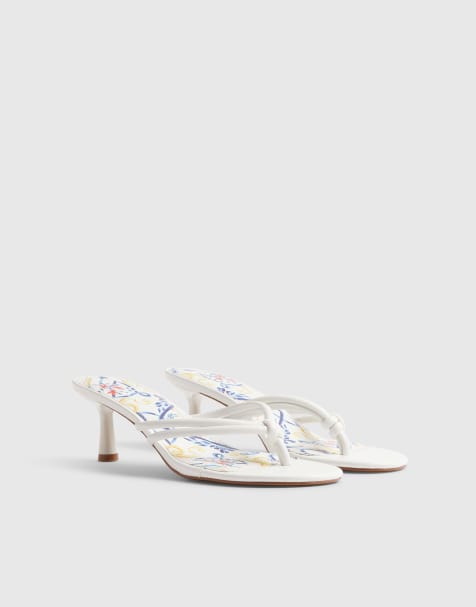 River Island Printed sole heeled sandals in white - view 1