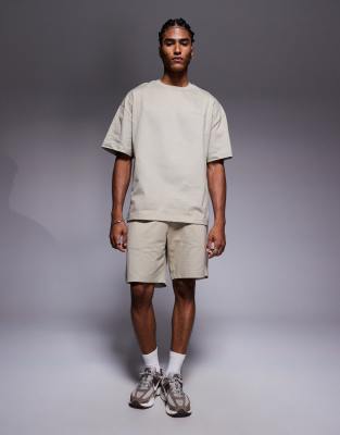 River Island Printed T-shirt And Shorts Set In Gray