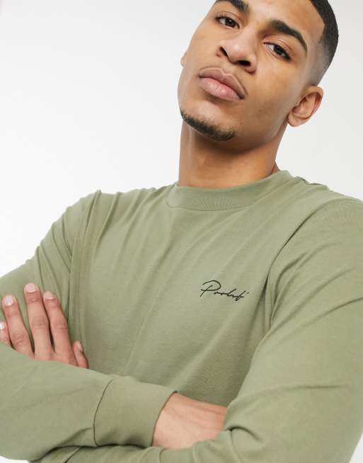 River Island – Prolific – Langärmliges T-Shirt in Grün