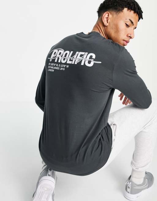 River Island prolific t-shirt with back print in gray
