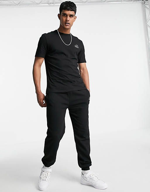 River Island prolific tee and jogger set in black