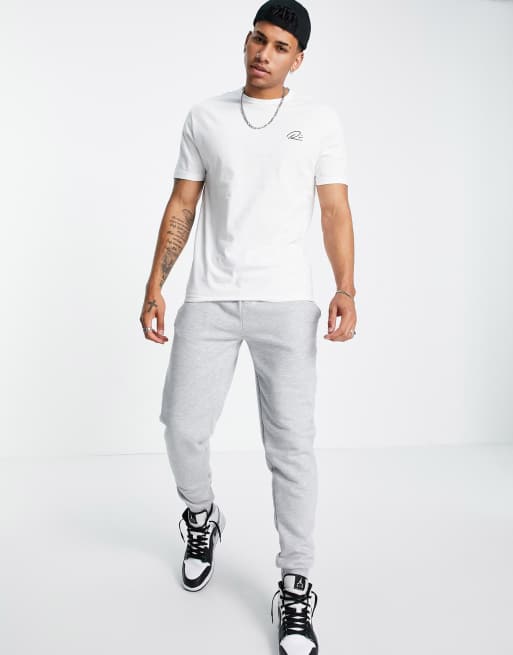 Grey joggers white top new arrivals