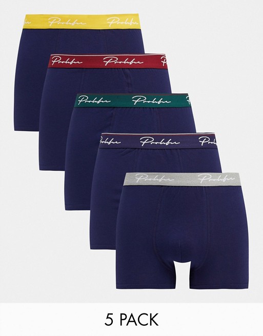 River Island Prolific trunks in Navy 5 pack