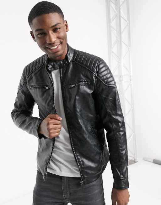 River Island pu biker jacket in black | ASOS