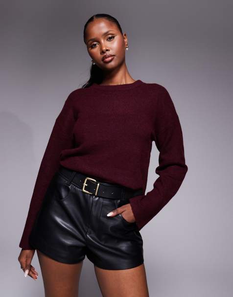 River Island PU hotpant denim short in black - view 1