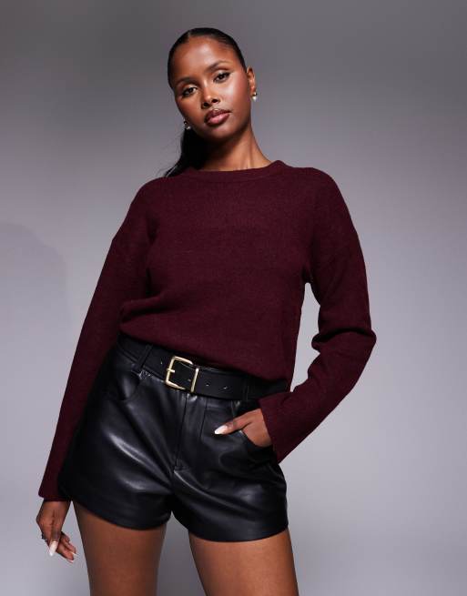 River Island PU hotpant denim short in black