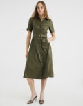 [River Island] River Island PU midi dress in green 6 KHAKI