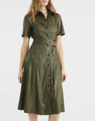 RIVER ISLAND PU MIDI DRESS 