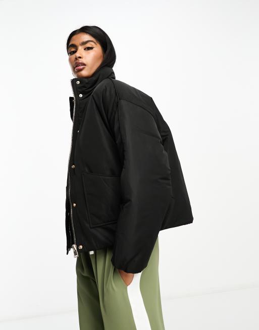 River Island PU puffer jacket in black