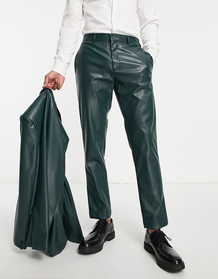 River Island PU suit pants in green