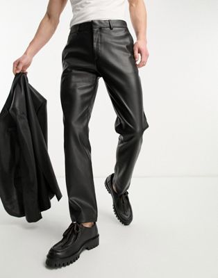 River Island PU suit trousers in black - ASOS Price Checker