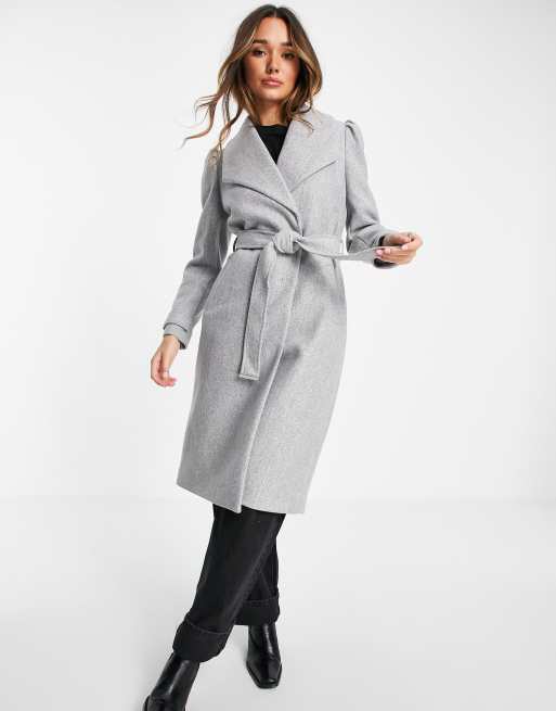 Gray shop belted coat