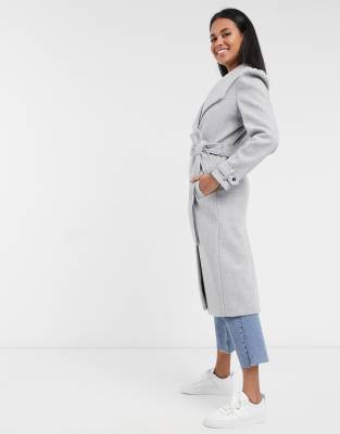 river island grey wrap coat