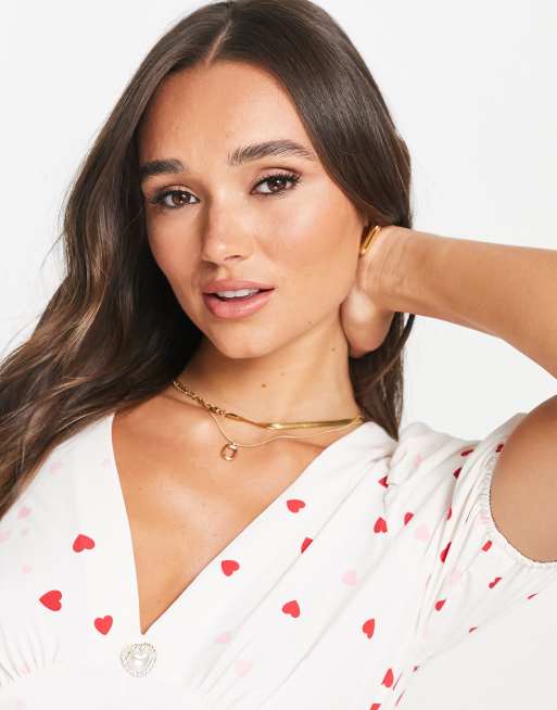  River Island puff sleeve blouse in heart print, 4 of 4
