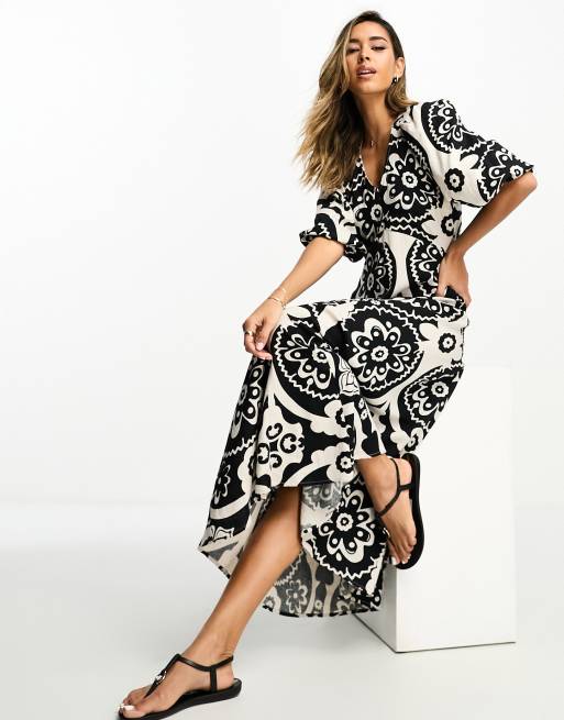 River island black store and white dress