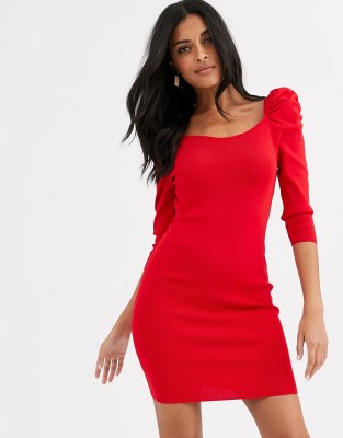 red knit dress with sleeves