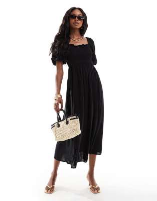 Black linen dress with sleeves hotsell