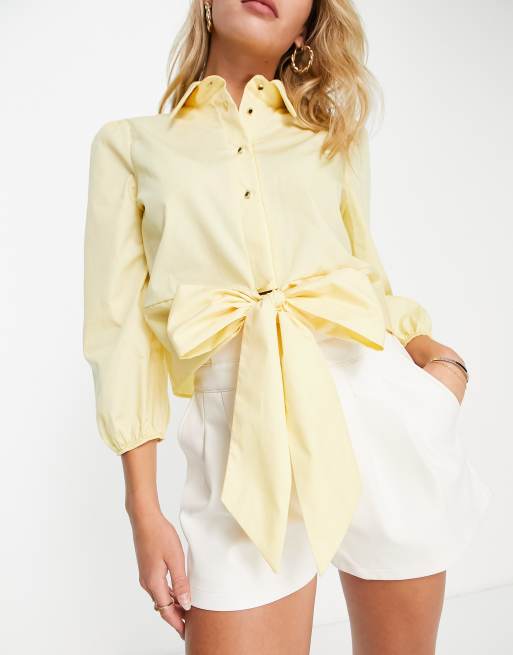 yellow tie front shirt