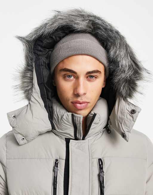 Stone island puffa on sale jacket fur hood