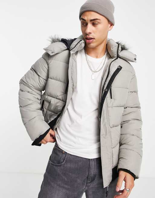 Mens puffer jacket store river island