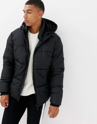 black puffer jacket mens with hood