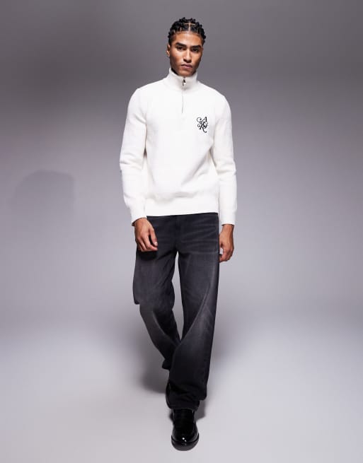 River Island - Pull à col zippé en maille texturée - Écru, 2 de 5