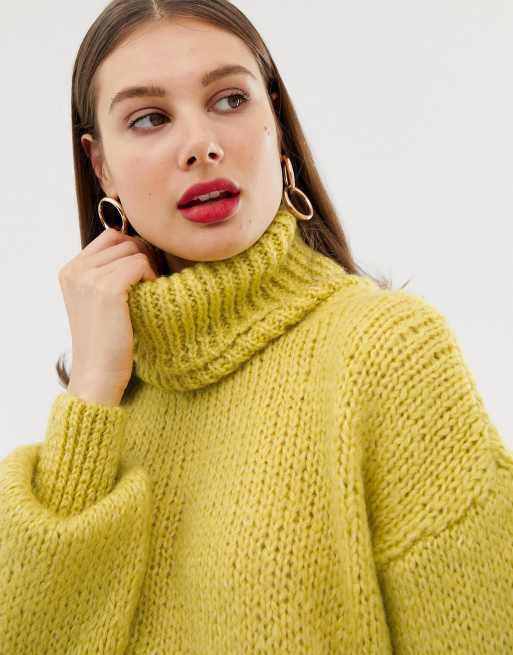 River Island Pull col roul grosse maille Jaune