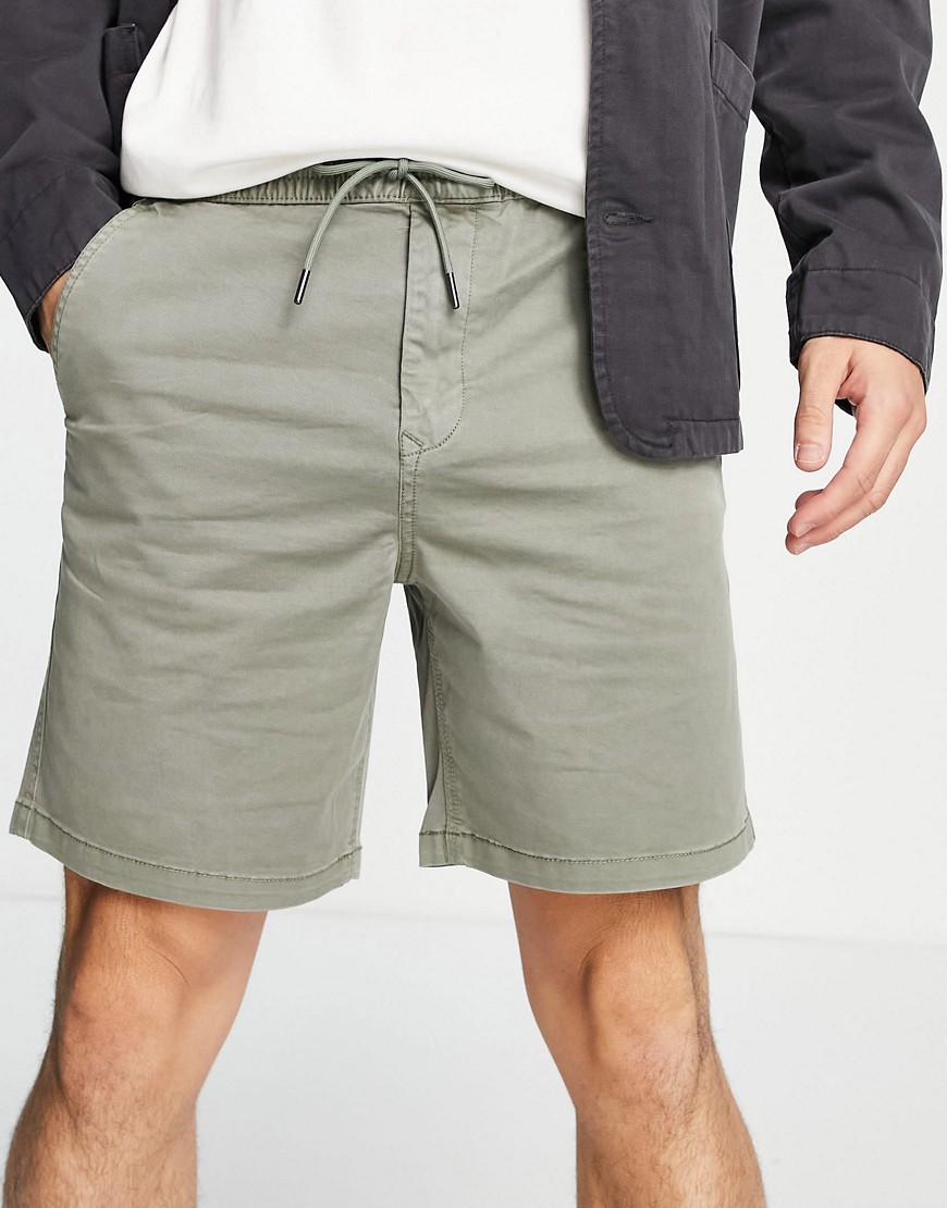 River Island pull on chino shorts in washed green