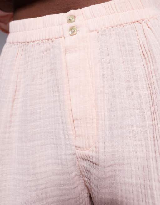 River Island pull on muslin beach shorts in pink, 3 of 5