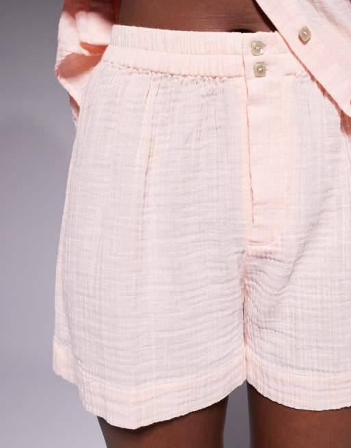 River Island pull on muslin beach shorts in pink, 5 of 5