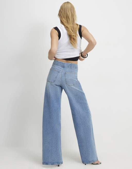 River Island Pull on palazzo jeans in denim , 4 of 4