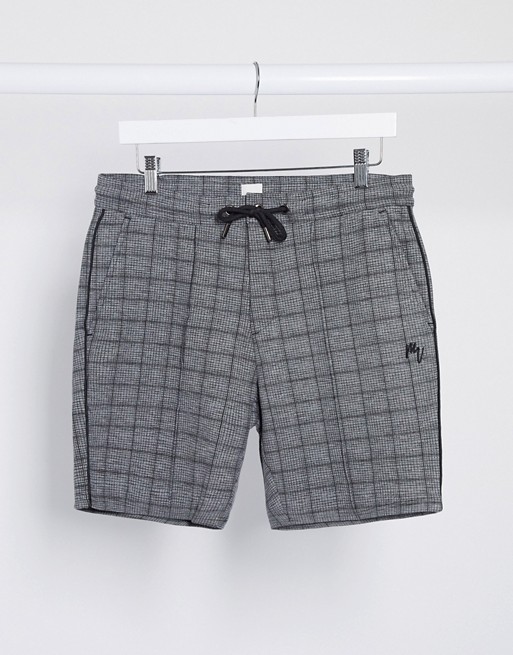 River Island Maison Riviera pull on shorts in grey check