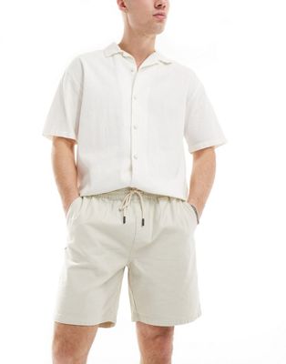 River Island Pull On Shorts In Light Beige-neutral