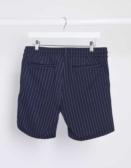 River Island pull on shorts in navy pin stripe, 2 of 4