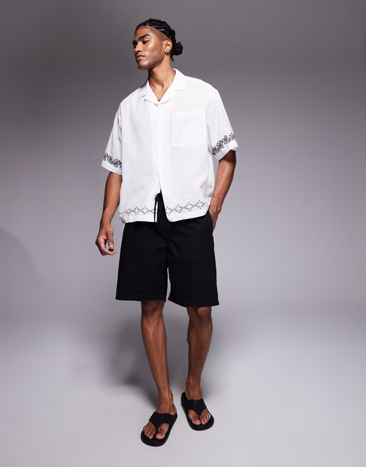 River Island pull on tech shorts in black