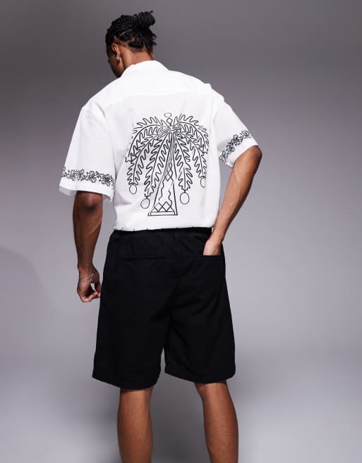 River Island pull on tech shorts in black ASOS