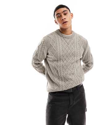River Island cable crew jumper in stone - ASOS Price Checker