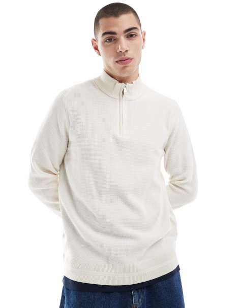 River Island – Pullover in Ecru mit kurzem Reißverschluss - view 1