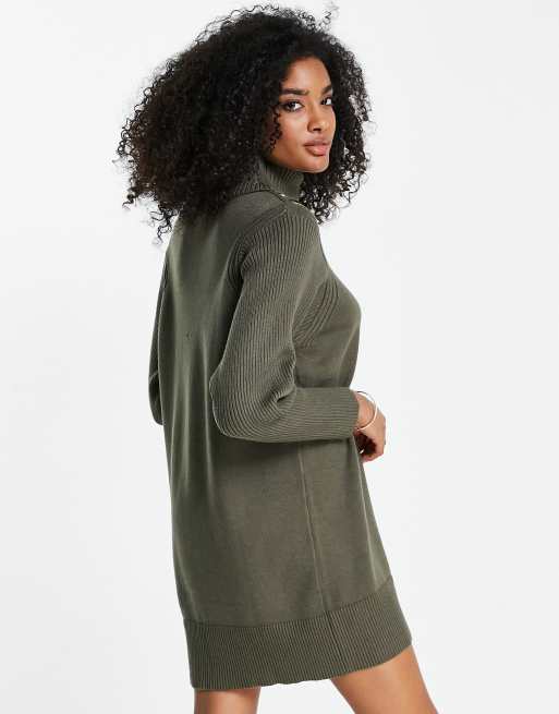 River Island – Pulloverkleid in Khaki mit Fledermausärmeln, 3 von 4