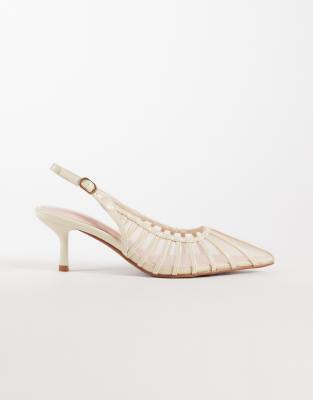 Pumps in Creme mit Netzstoffeinsätzen-Weiß Weiß 37