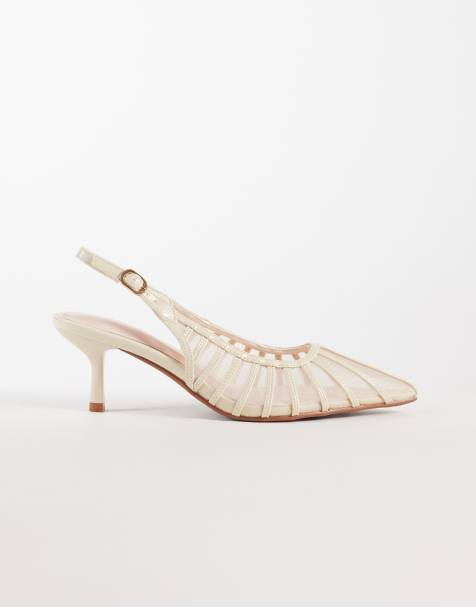 River Island – Pumps in Creme mit Netzstoffeinsätzen - view 1