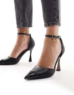 River Island - Pumps in Schwarz mit geprägtem Zehendetail