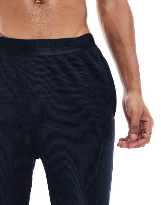 River Island - Pyjamaset van wafelstof in marineblauw, 3 van 4