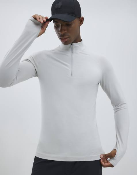 River Island Quarter zip funnel top in grey