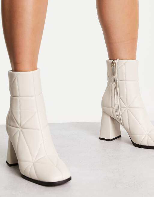 Cream block hot sale heel ankle boots