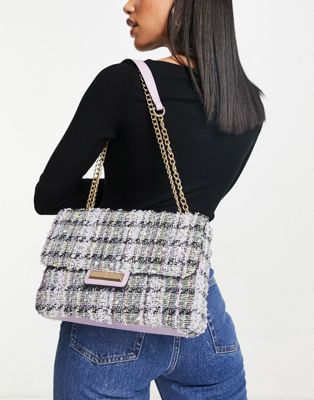 River Island quilted boucle shoulder bag in purple