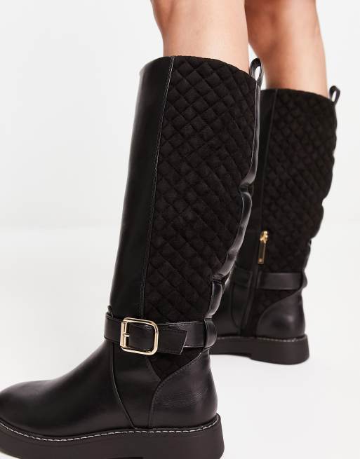 Quilted boots hot sale black