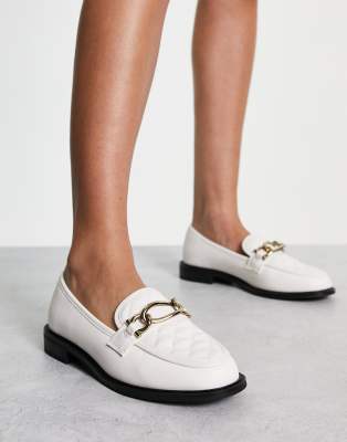 River Island quilted chain detail loafer in cream - ASOS Price Checker